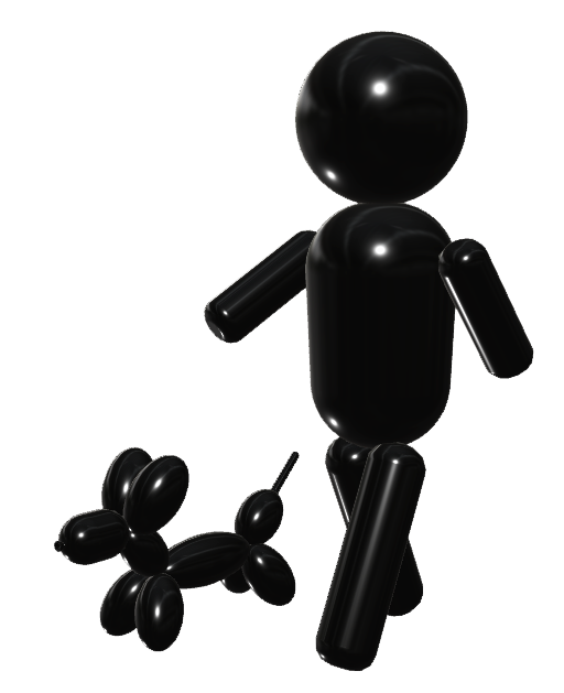 光沢）バルーン犬　散歩001