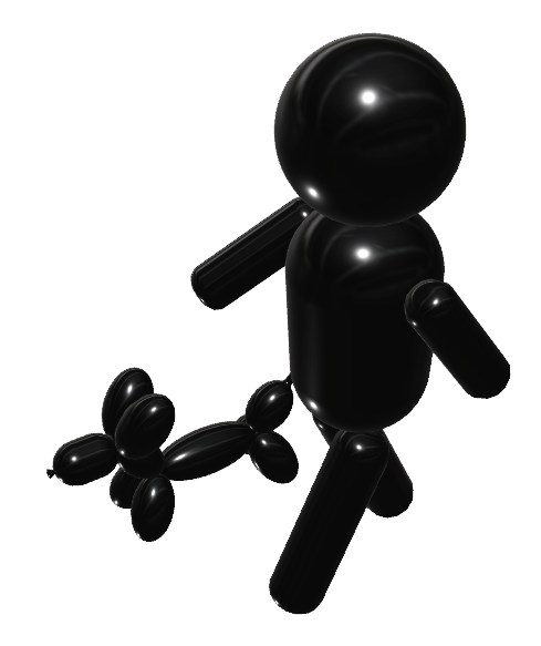 光沢）バルーン犬　散歩002