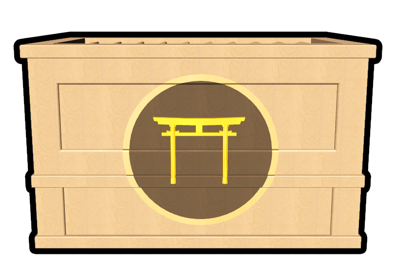 賽銭箱に鳥居のマーク