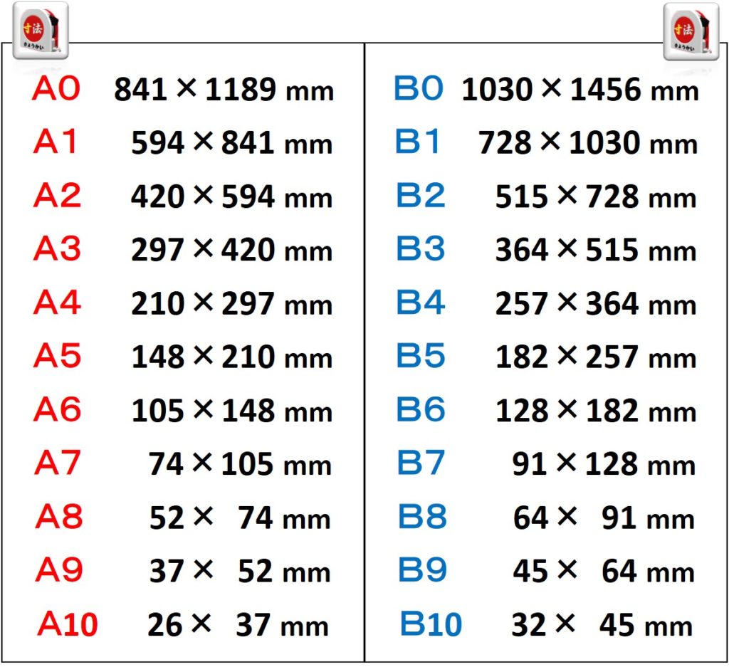 寸法　用紙サイズ1